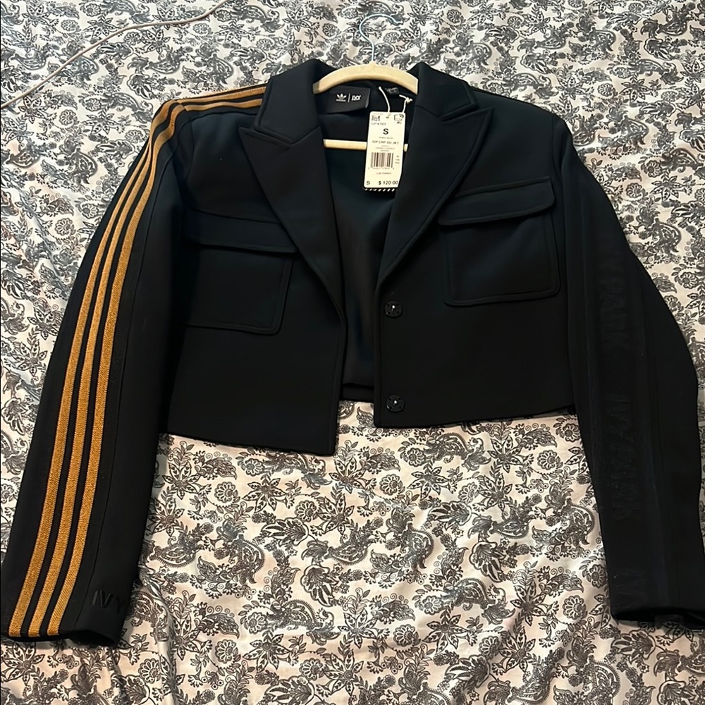 Adidas Black and Gold Blazer with Sporty Stripes Ivy Park brand new